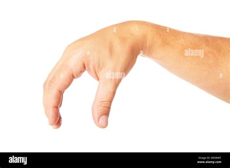 Adult Man Hand To Hold Something Isolated On White Stock Photo Alamy