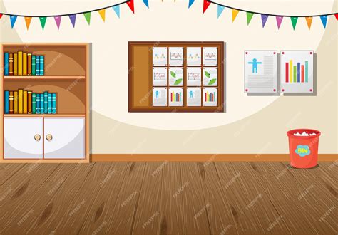 Premium Vector Classroom Interior Design With Furniture And Decoration