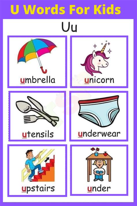 Words Beginning With U For Kids