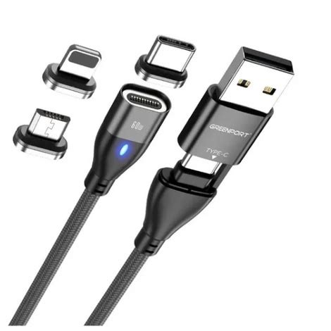 CABLE CARGADOR CON IMAN MAGNETICO USB Y TIPO C 6 EN 1 TRIPLE FICHA