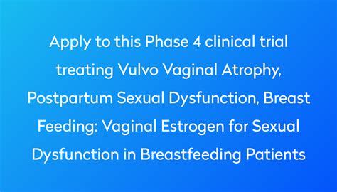 Vaginal Estrogen For Sexual Dysfunction In Breastfeeding Patients Clinical Trial 2024 Power