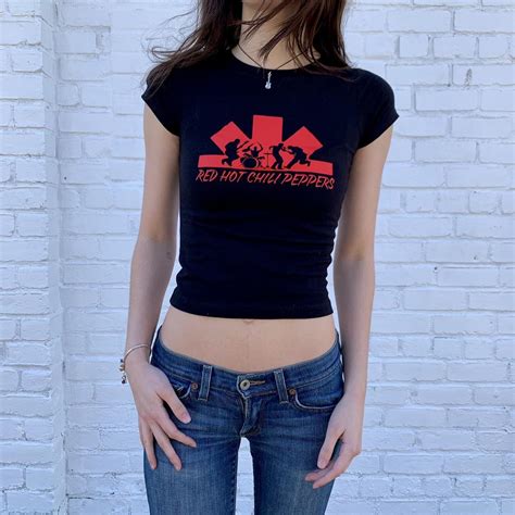Red Hot Chili Peppers Baby Tee Model Is Wearing A Depop