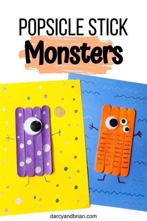 Easy Popsicle Stick Monsters Halloween Craft For Kids