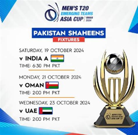 Pakistan Shaheens To Take On India A In Mens T20 Emerging Teams Asia Cup