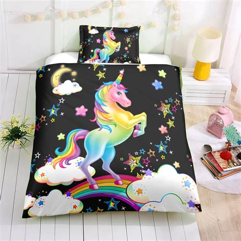 Unicorn With Clouds And Stars Bedding Set Unilovers