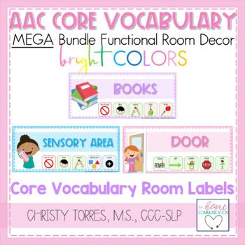 Aac Core Vocabulary Functional Classroom Decor Mega Bundle Brights