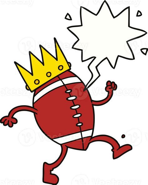 football with crown cartoon with speech bubble 45245252 PNG