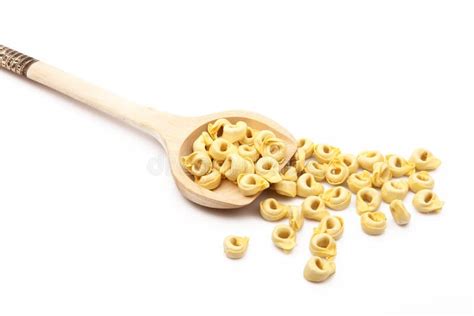 Wood Spoon With Italian Pasta On White Background Stock Photo Image