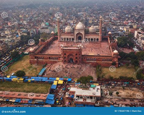 Jama Masjid Biggest Mosque of India in New Delhi, Aerial Drone View ...