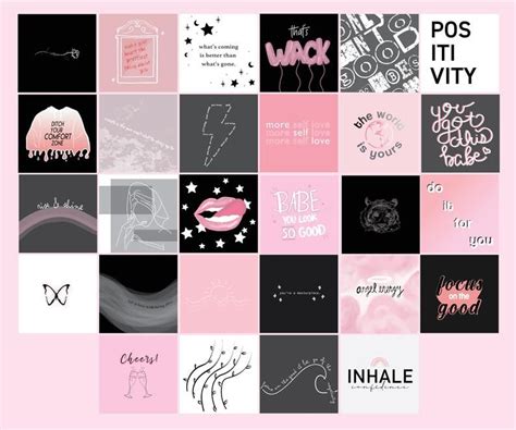 Personalized Wall Collage Kit Preset Pink Grey Aesthetic Etsy Wall