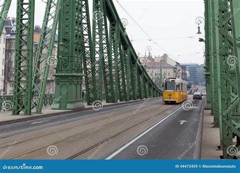 Tram on bridge szabadsag editorial stock image. Image of mattia - 44472459