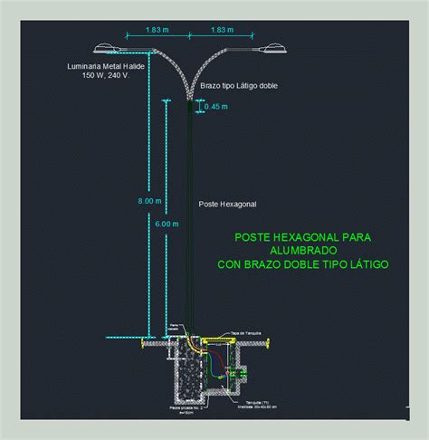 Detalle De Poste Exagonal En Autocad Librer A Cad