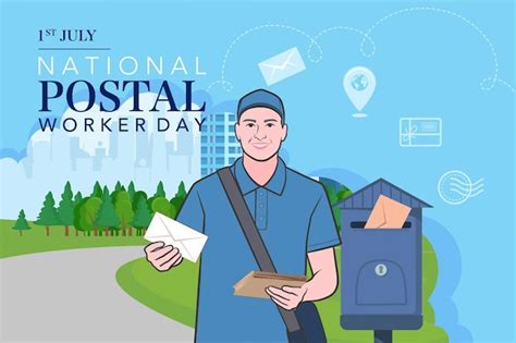 Premium Vector National Postal Workers Day Celebration Flat Poster