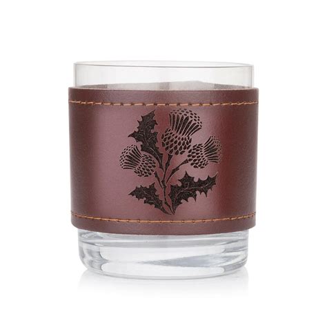 Scottish Thistle Leather Whisky Glass Handcrafted Celtic Thistle Drinkware Unique Scotland