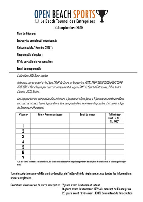 Fiche Inscription Open Beach Sports Par PC NET Fichier PDF