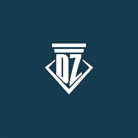 DZ Initial Monogram Logo For Law Firm Lawyer Or Advocate With Pillar