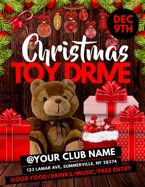 Christmas Toy Drive Flyer Template Postermywall