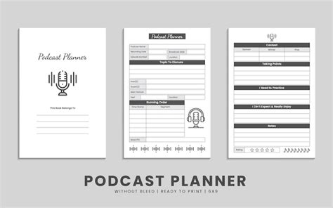 Premium Vector Podcast Planner Log Book Kdp Interior Template