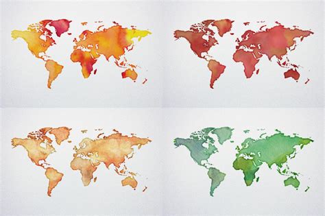 Watercolor World Maps EPS PNG By GraphicSpirit TheHungryJPEG