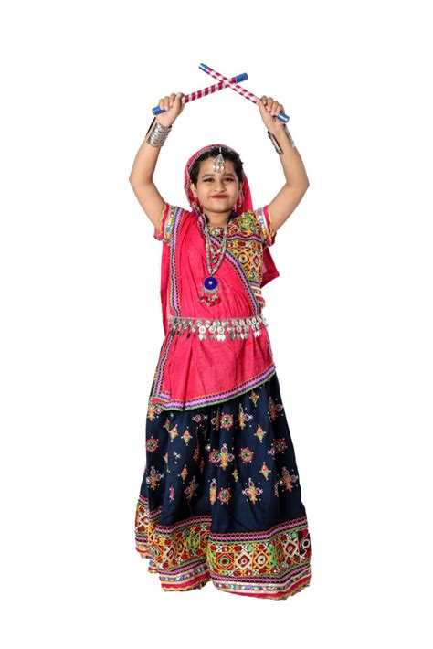 Gujarati Garba Dance Fancy Dress Costume For Girls - Navy Blue & Magenta Pink – Sanskriti Fancy ...