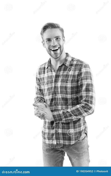 Sparkly Personality Happy Man Isolated On White Handsome Man In