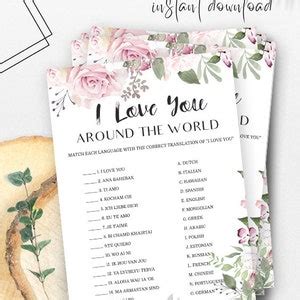 I Love You Around The World Bridal Shower Game Printable I Etsy