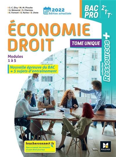 Livre Economie droit bac pro 2de 1re terminale modules 1 à 5