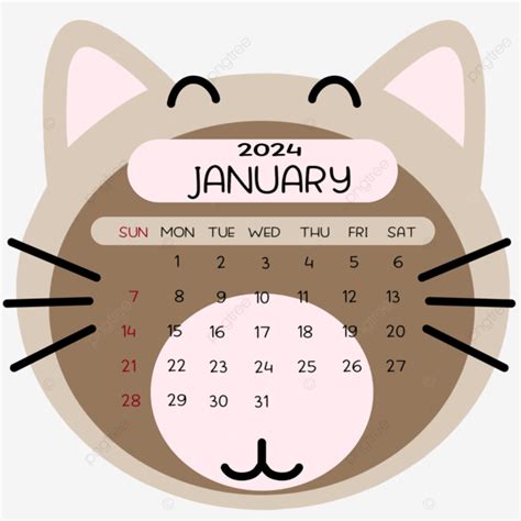 Calendario Enero Gato Png Dibujos Calendario Mensual