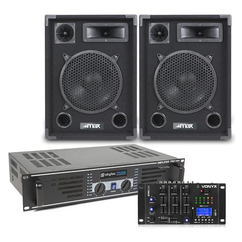 Max10 10" Passive DJ Speakers, Amplifier & Mixer Package