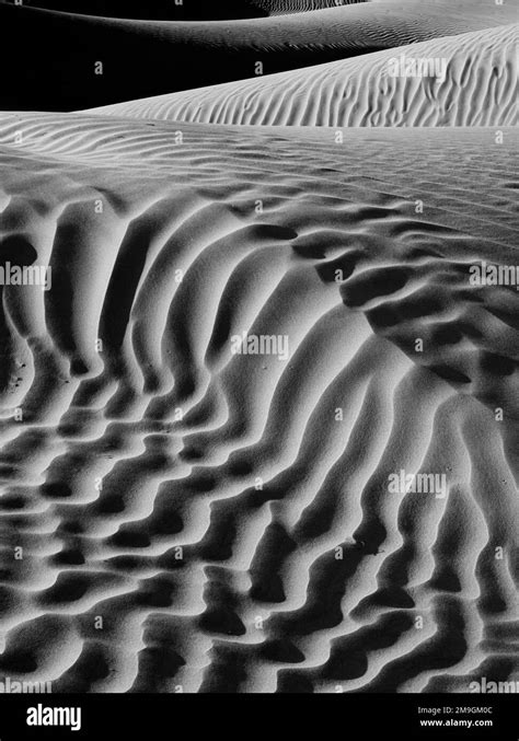 Black And White Landscape With View Of Mesquite Flat Dunes Death