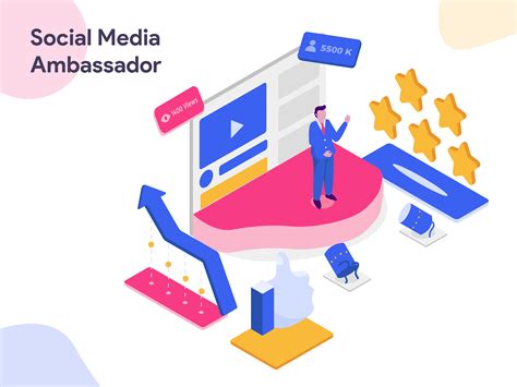 Social Media Ambassador Isometric Illustration. Modern flat design