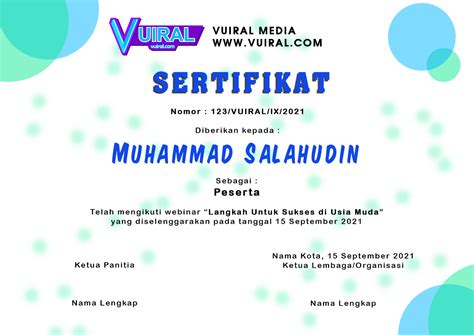 Download Contoh Template Sertifikat Seminar Online Webinar Vuiral