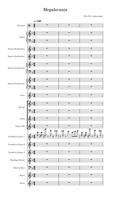 Megalovania Toby Fox Sheet Music For Organ Vocals Violin Guitar And More Instruments Mixed