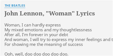 John Lennon Woman Lyrics By The Beatles Woman I Can Hardly