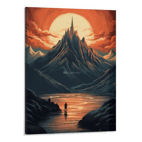 Chilfamy Erebor The Lonely Mountain Landscape Illustration Art Print