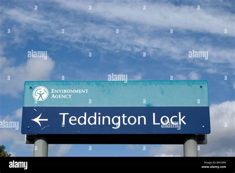 Environment Agency Sign For Teddington Lock On The River Thames