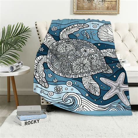 Comio Sea Turtle Gifts For Women Sea Turtle Blanket And Throw Flannel