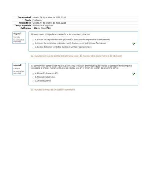 Parcial N Revisi N Del Intento Pregunta Correcta Se Punt A