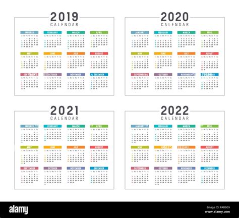 Conjunto De Calendarios Coloridos Minimalista A Os