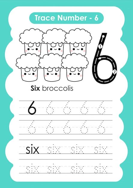 Premium Vector Trace Number Six For Kindergarten And Preshool Kids