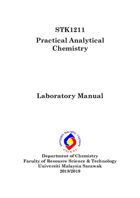 Pdf Lab Manual Stk1211 Practical For Analytical Chemistry Semester 1 Session 2018 2019 Pdf