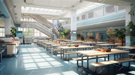 Interior of a modern school cafeteria Back to school Generative AI ...