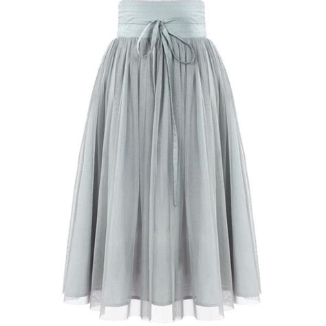 Shein Sheinside Grey High Waist Pleated Mesh Skirt High Waist Long