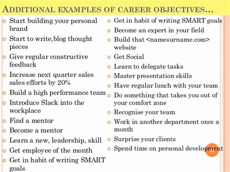 30 Smart Career Goals Examples | Example Document Template