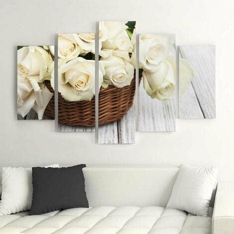 Quadro Multipannello Rose Bianche Fiori Della Natura X