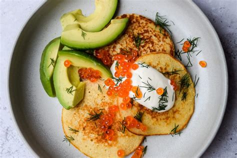 Pancake Day Matzo Meal Pancakes With Salmon Roe Avocado And Soured Cream Rachel Phipps