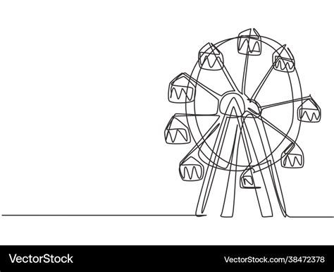 Single One Line Drawing A Ferris Wheel Royalty Free Vector