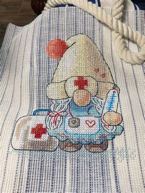 Nurse Gnome Cross Stitch Pattern Pdf Doctor Leprechaun Etsy