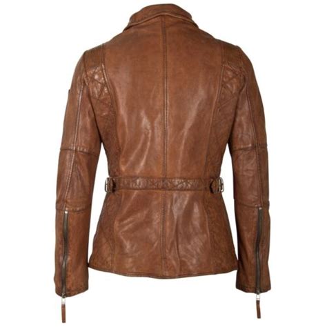 L Ngere Gipsy Damen Lederjacke Lammleder Jacke Bikerjacke Braun