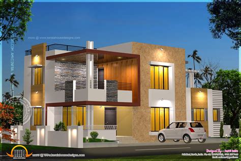 Floor plan and elevation of modern house - Kerala home design and floor ...